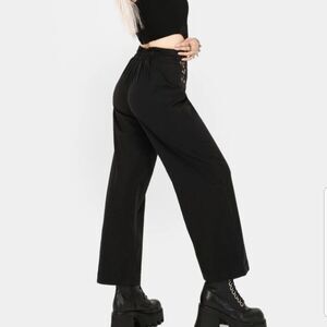 NWT Disturbia Harmony Embroidered Cropped Wide Leg Trouser